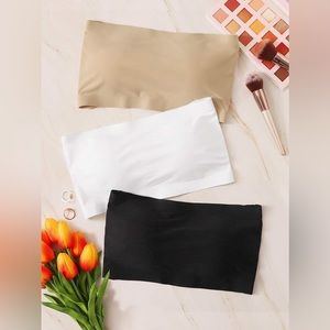 3-Pack Solid Bandeau Bra Set